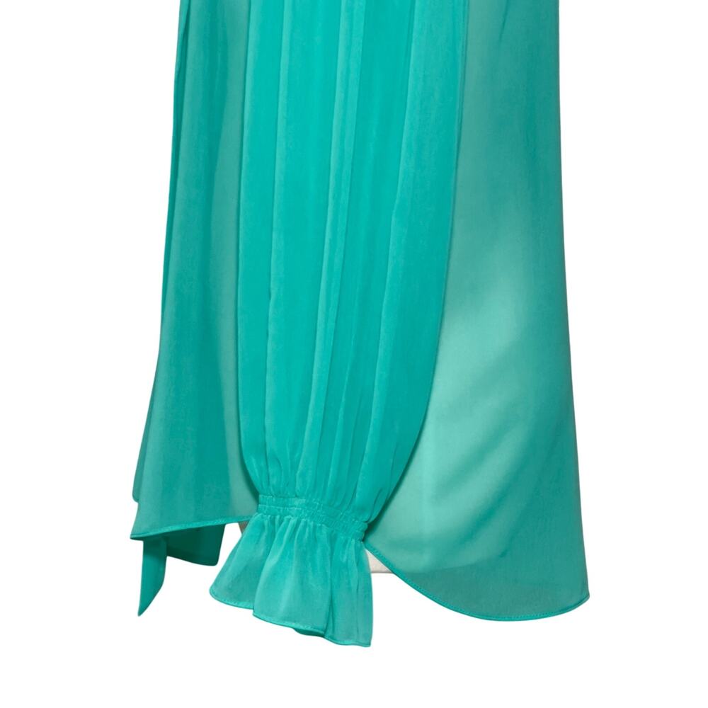 Diane von Furstenberg SZ S Teal Blue Green Long Sleeve Blouse - Picture 5 of 9